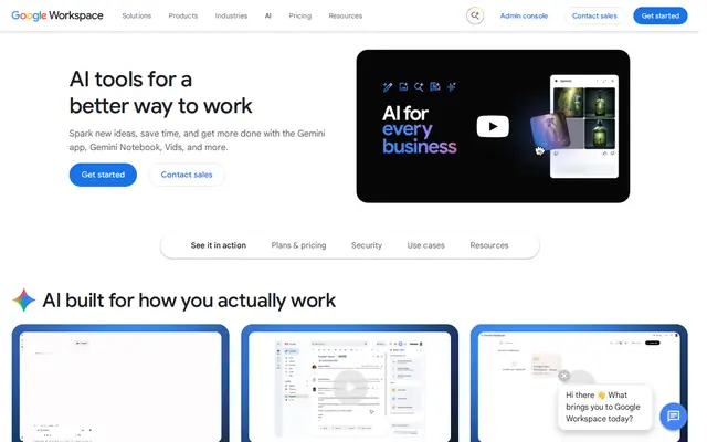 Screenshot of the Google Workspace Intelligence website