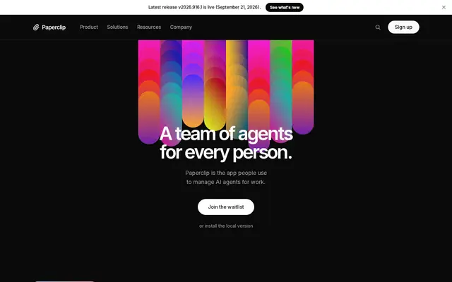 Screenshot of the Paperclip website